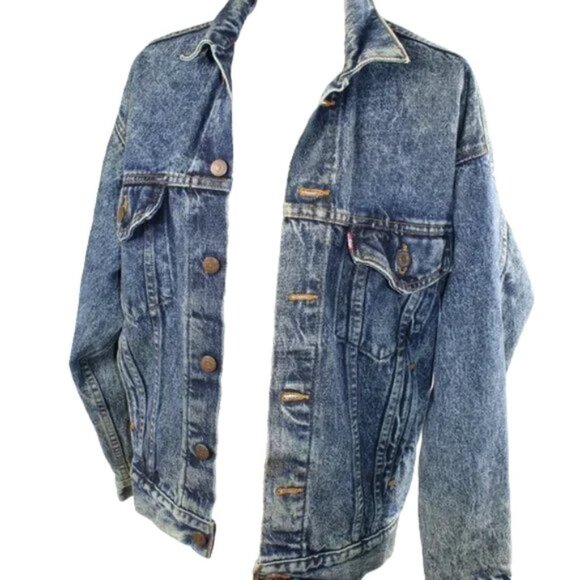 Levi Trucker Jacket Y2K Vintage Jaguar Sun Petroglyphs Logo Vintage, Sma… - Picture 8 of 15